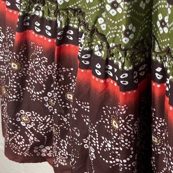 2x Ethnic 1980's Maxi Floral Green Tiered Ruffle Skirt Boho Hippie Retro Gypsy - Picture 7 of 12